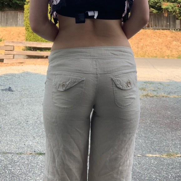 Low wasted canvas bootcut pants - Picture 2 of 5